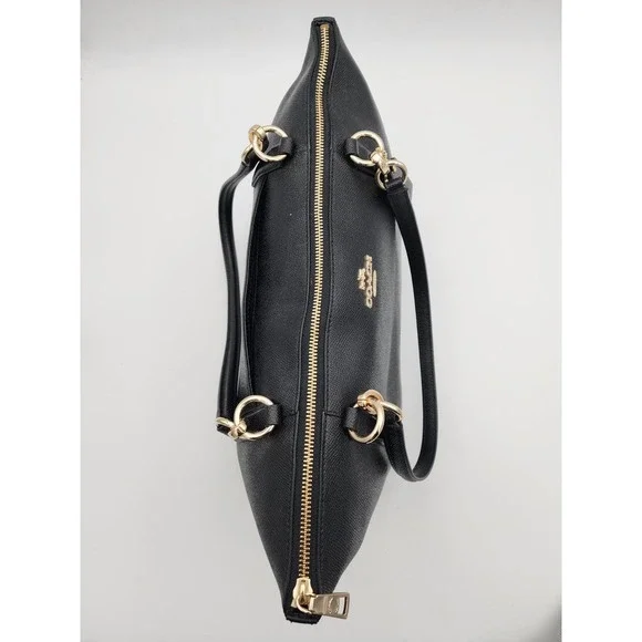 Coach Ava Tote Crossgrain Black Leather Shoulder Bag with Gold F57526 - Picture 5 of 15